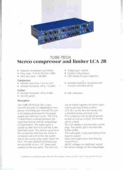 Буклет Tube-Tech Stereo compressor and limiter LCA 2B, 55-962, Баград.рф